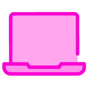 Pink neon outline of a laptop computer